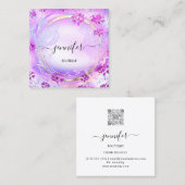Beauty SPA Lijst Roze Floral QR Code Logo Vierkante Visitekaartje (Voorkant / Achterkant)