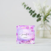 Beauty SPA Lijst Roze Floral QR Code Logo Vierkante Visitekaartje (Staand voorkant)