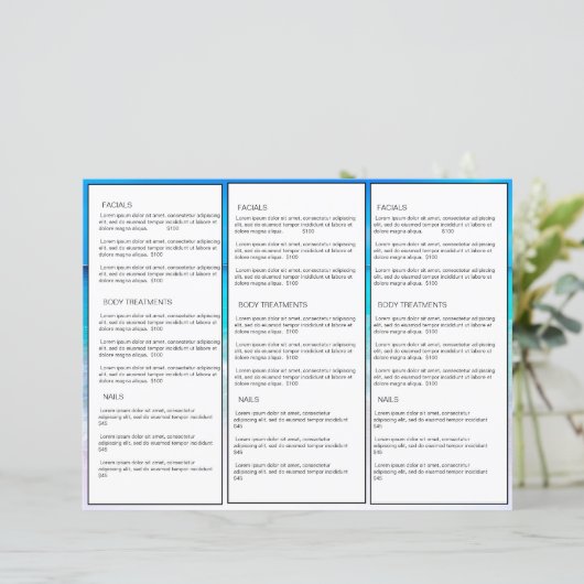 Beauty Spa Menu Ocean Zee Sjabloon (Staand voorkant)