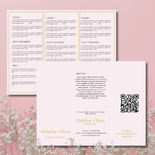 Beauty Spa Menu Roze Goud Elegant