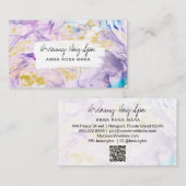 *~* Beauty Spa QR Abstract Rainbow Gold Visitekaartje (Voorkant / Achterkant)