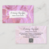 *~* Beauty Spa QR Gold Glitter Marble Pink Visitekaartje (Voorkant / Achterkant)