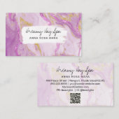 *~* Beauty Spa QR Gold Pink Glitter Marble Visitekaartje (Voorkant / Achterkant)