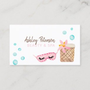 Beauty Spa roze waterverf florale illustratie Visitekaartje