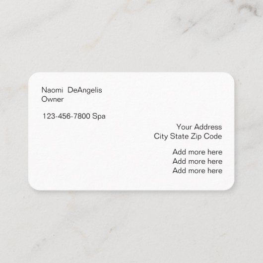 Beauty Spa Theme Visitekaartje (Achterkant)