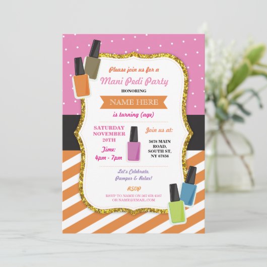 Beauty Spa Verjaardagsfeest Pamper Mani Pedi Uitno Kaart (Staand voorkant)