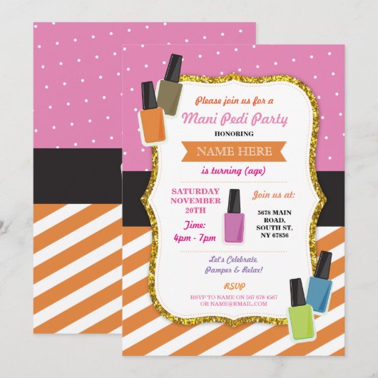 Beauty Spa Verjaardagsfeest Pamper Mani Pedi Uitno Kaart (Voorkant / Achterkant)