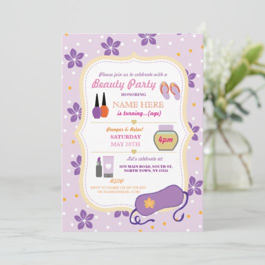 Beauty Spa Verjaardagsfeest Relax Pamper Gezicht U Kaart (Staand voorkant)