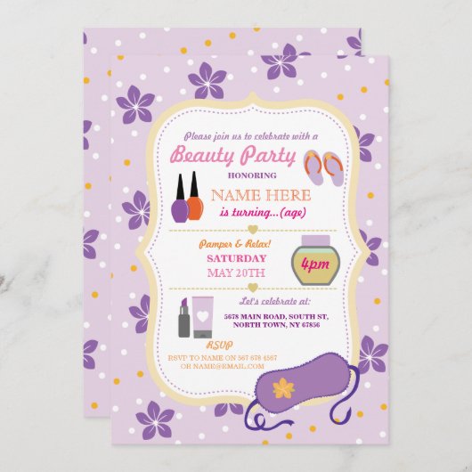 Beauty Spa Verjaardagsfeest Relax Pamper Gezicht U Kaart (Voorkant / Achterkant)