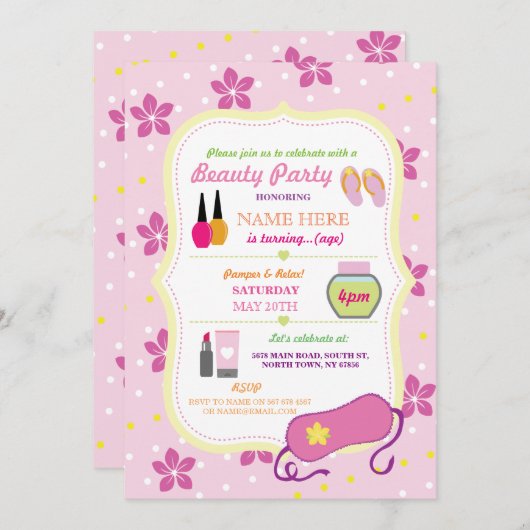 Beauty Spa Verjaardagsfeest Relax Pamper Gezicht U Kaart (Voorkant / Achterkant)