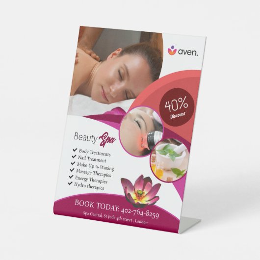 Beauty Spa voetstuk teken Reclamebord Met Voetstuk (Voorkant)