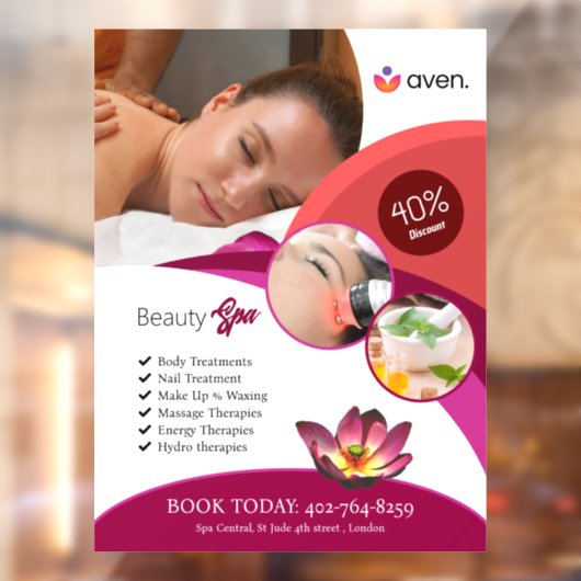 Beauty Spa Window Cling Raamsticker (Vel 2)