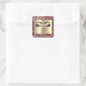 Beauty Sparkly Glitter Roos Gold Lashes Hartelijk  Vierkante Sticker (Tas)