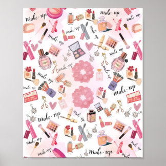 "Beauty Station" Make-up Illustratie Wandkunst Poster