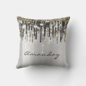 Beauty Studio Hairdresser Makeup Grey Gold Diamond Kussen (Achterkant)