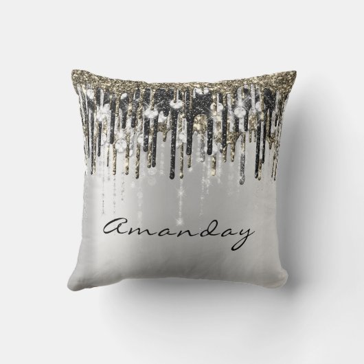 Beauty Studio Hairdresser Makeup Grey Gold Diamond Kussen (Achterkant)