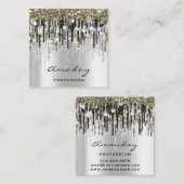 Beauty Studio Hairdresser Makeup Grey Gold Diamond Vierkante Visitekaartje (Voorkant / Achterkant)