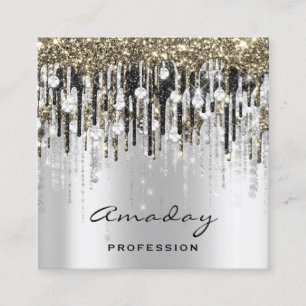 Beauty Studio Hairdresser Makeup Grey Gold Diamond Vierkante Visitekaartje