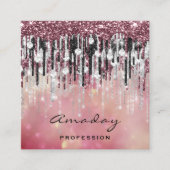 Beauty Studio Hairdresser Makeup Silver Roos Drift Vierkante Visitekaartje (Voorkant)