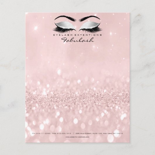 Beauty Studio Lashes Make-up Stylist Grijs Roze Flyer (Voorkant)