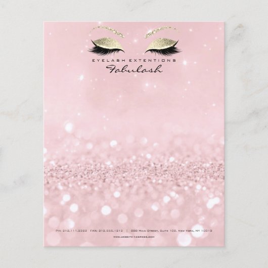 Beauty Studio Lashes Makeup Stylist Gold Pink Flyer (Voorkant)