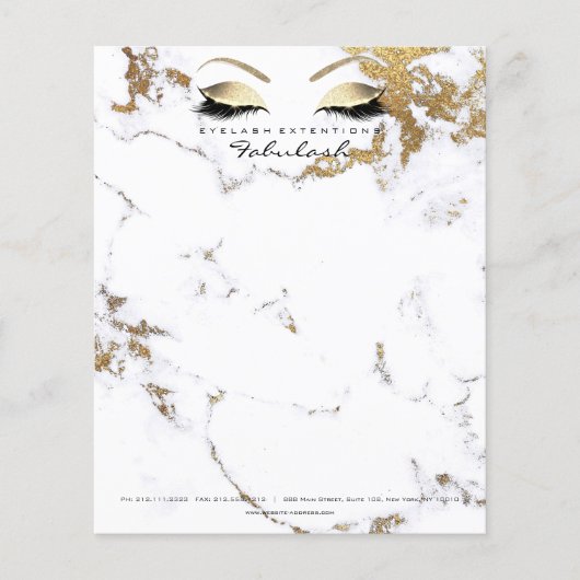 Beauty Studio Wimpers Make-up Stylist Goud Marmer Flyer (Voorkant)
