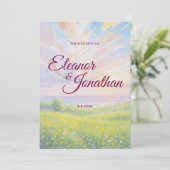 Beauty Sunset Watercolor Wedding Invitation Kaart (Staand voorkant)