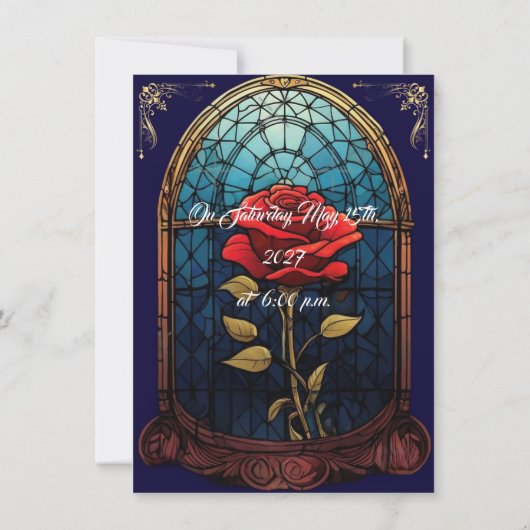 Beauty & the Beast Wedding Invitation Kaart (Achterkant)