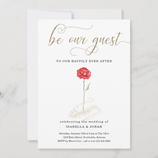 Beauty & the Beast Wedding Receptie Kaart (Voorkant)