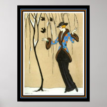 "Beauty & the Sparrow" Barbier Deco Afdrukken 12 x