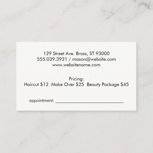 Beauty Tools Afsprakenkaartje (Achterkant)