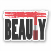 Beauty Typografie Lipstick Sticker (Voorkant)