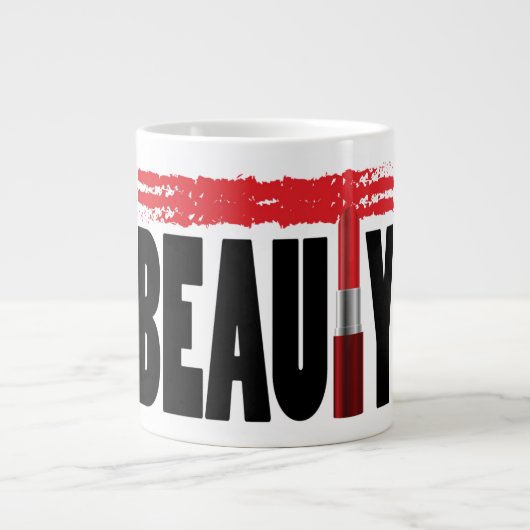 Beauty Typography Lipstick Grote Koffiekop (Voorkant)