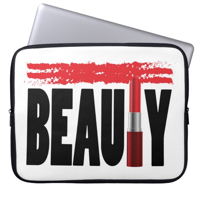 Beauty Typography Lipstick Laptop Sleeve (Voorkant)
