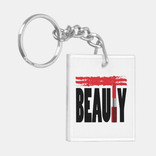 Beauty Typography Lipstick Sleutelhanger (Voorkant Links)