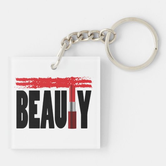 Beauty Typography Lipstick Sleutelhanger (Achterkant)