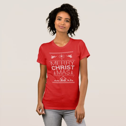 Beauty Ugly Merry KerstSweater Christelijk T-shirt (Voorkant volledig)