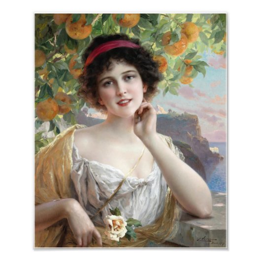 Beauty Under The Oranje Tree door Émile Vernon Foto Afdruk (Voorkant)