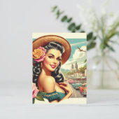 Beauty Vintage Woman Illustration Briefkaart (Staand voorkant)