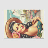 Beauty Vintage Woman Illustration Tissuepapier (Voorkant)