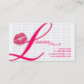 Beauty Visitekaartje Pink Glossy Lips Grey Bkgd (Achterkant)