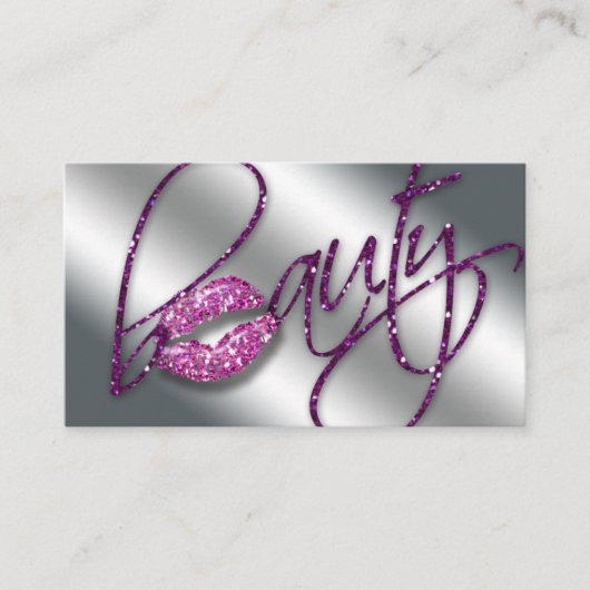 Beauty Visitekaartje Pink Sparkle Lips Paars (Voorkant)