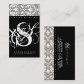 Beauty Visitekaartje Retro Damask Beige (Voorkant / Achterkant)
