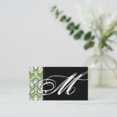 Beauty Visitekaartje Retro Damask Green (Staand voorkant)