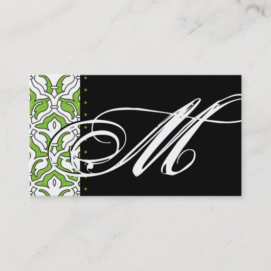 Beauty Visitekaartje Retro Damask Green (Voorkant)