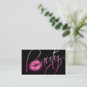 Beauty Visitekaartje Roze glanzende Lips Black (Staand voorkant)