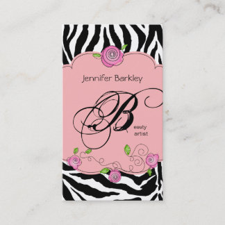 Beauty Visitekaartje Zebra Roos Salon Baby Roze