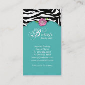 Beauty Visitekaartje Zebra Roos Salon Pink Blue (Achterkant)