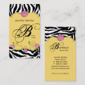 Beauty Visitekaartje Zebra Roos Salon Pink Yellow (Voorkant / Achterkant)