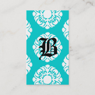 Beauty Visitekaartjes Damask Monogram Blue White